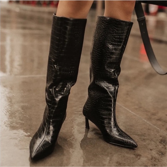 - Steve Madden lavan dark brown croc boots size 9.5 - Picture 3 of 13